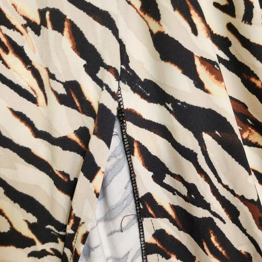 Torrid Womens Maxi Studio Knit Dress Plus Size 2X Watercolor Zebra Print Cutout - Picture 5 of 11